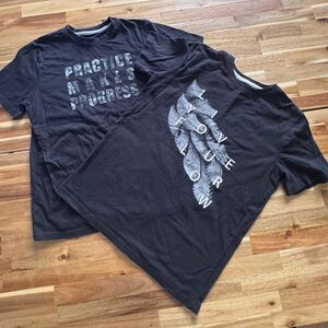 Xersion 2 Black Short-Sleeve Graphic Tee with Grey Print boys L 14/16